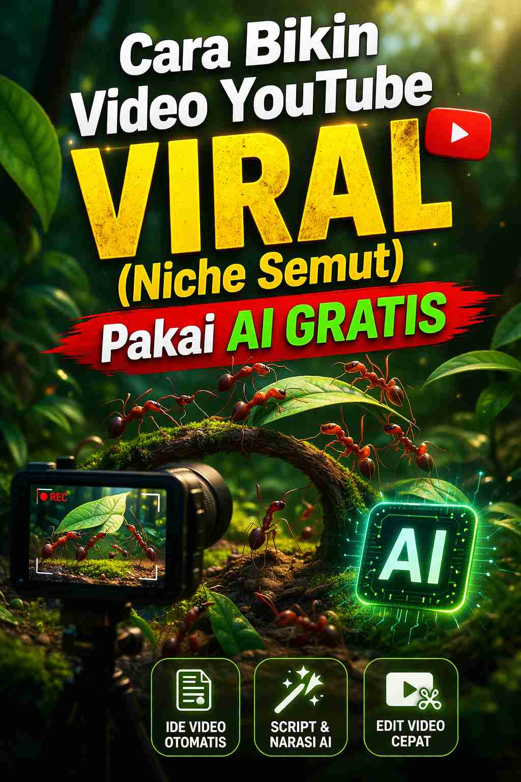 Cara Bikin Video YouTube Viral (Niche Semut) Pakai AI GRATIS