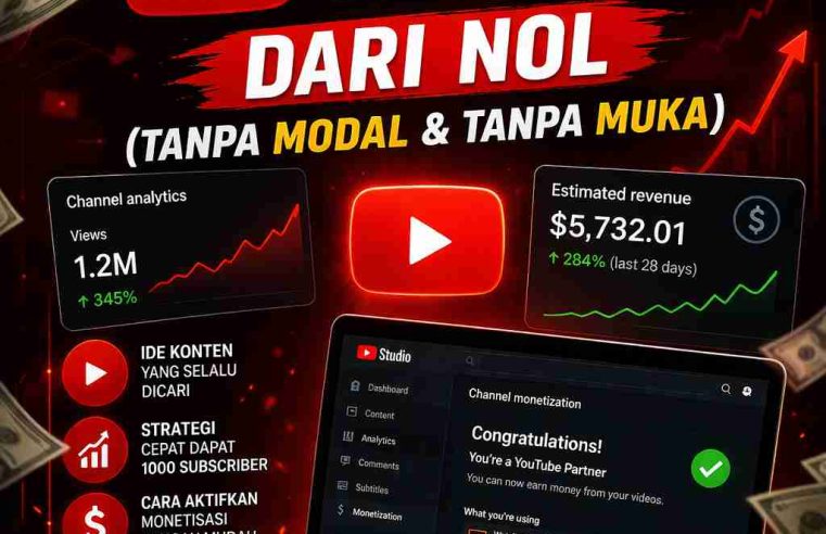 Cara Cepat Monetisasi YouTube dari Nol (Tanpa Modal & Tanpa Muka)